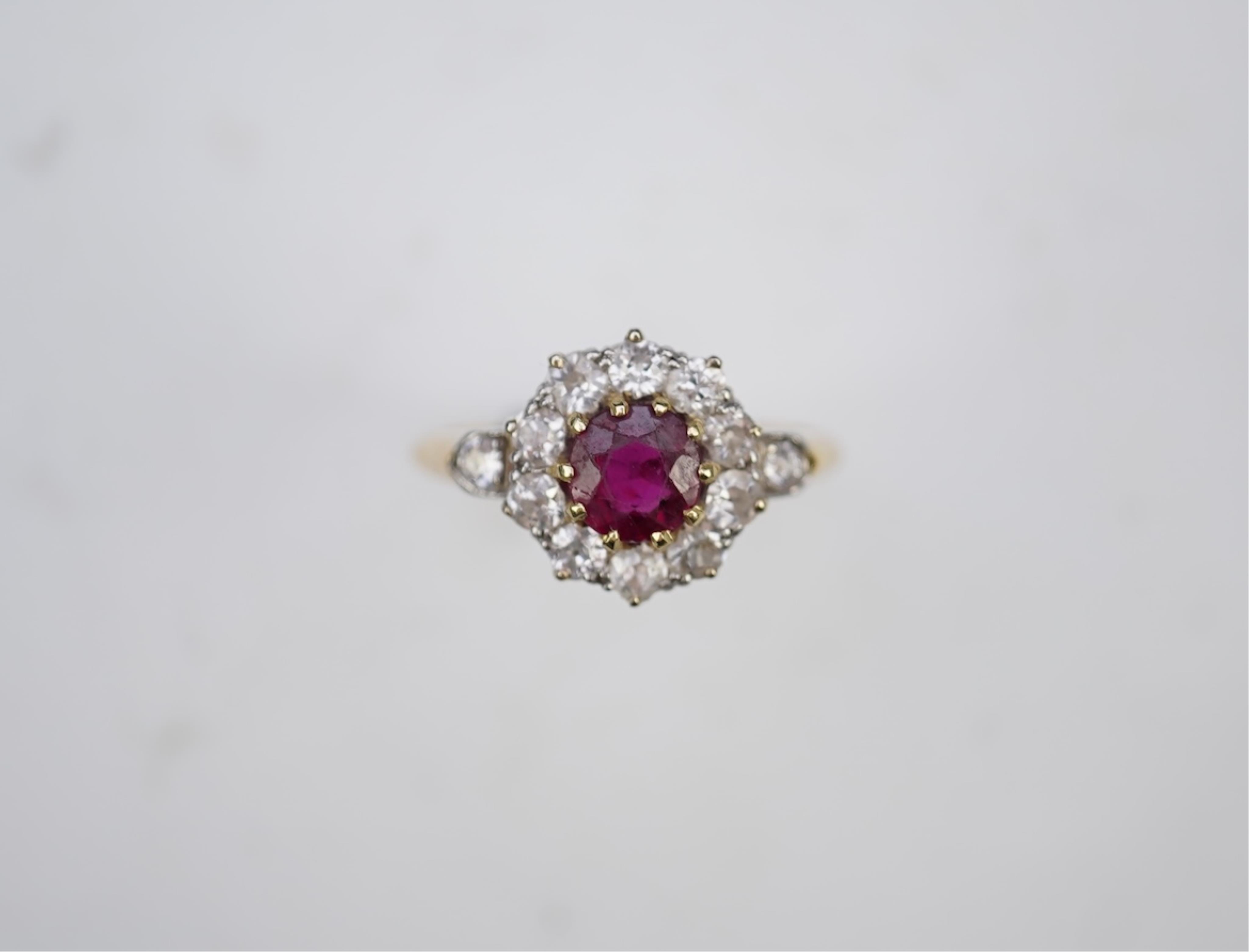A ruby and diamond ring, circa 1900